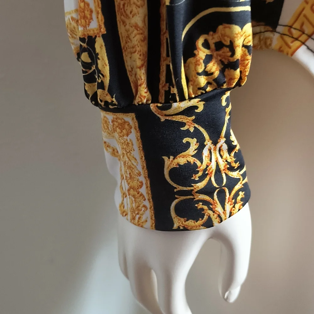 Gibiu Baroque Print Shirt Size S Cuff Sleeves